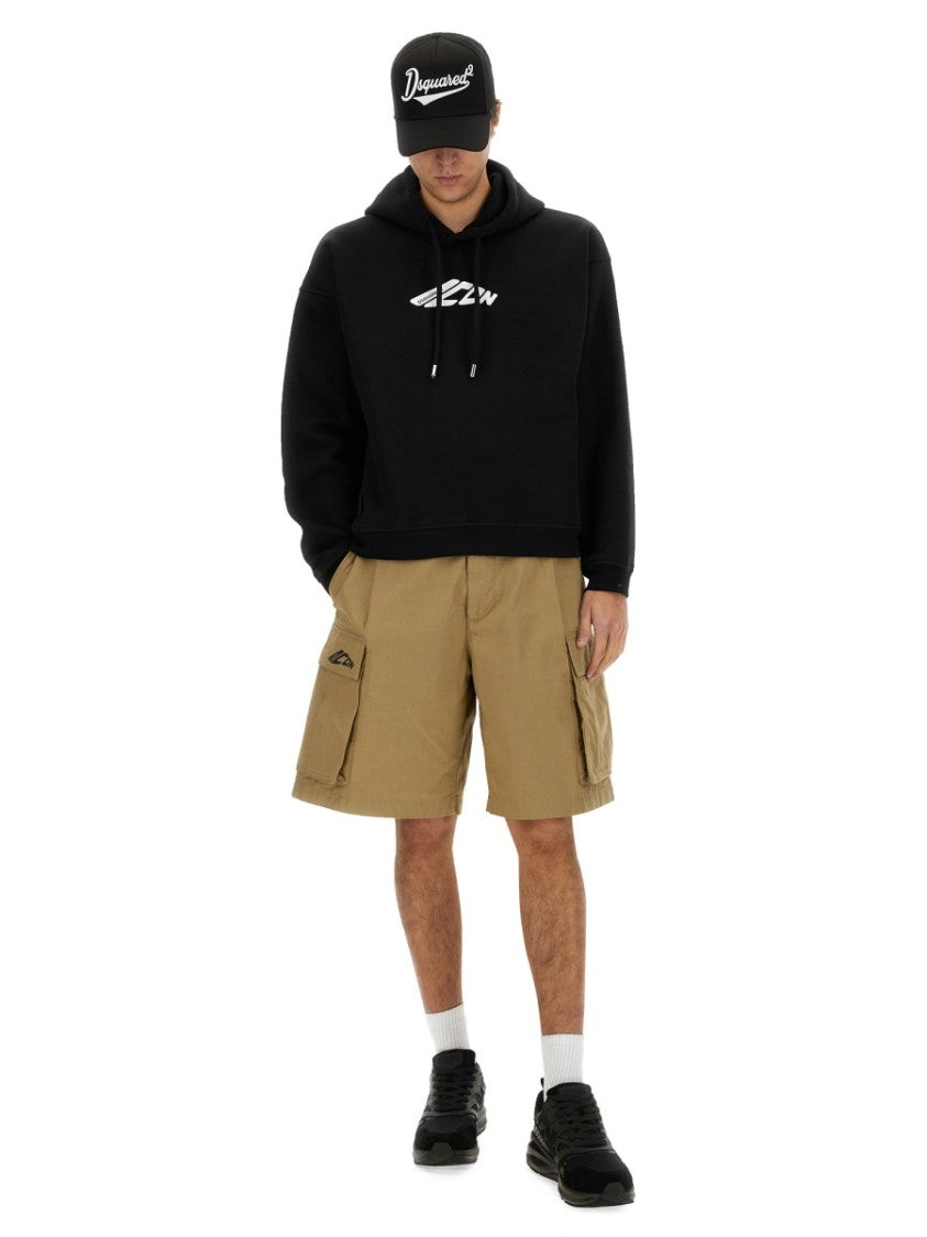 Cropped Sweatshirt With Bold Logo Print