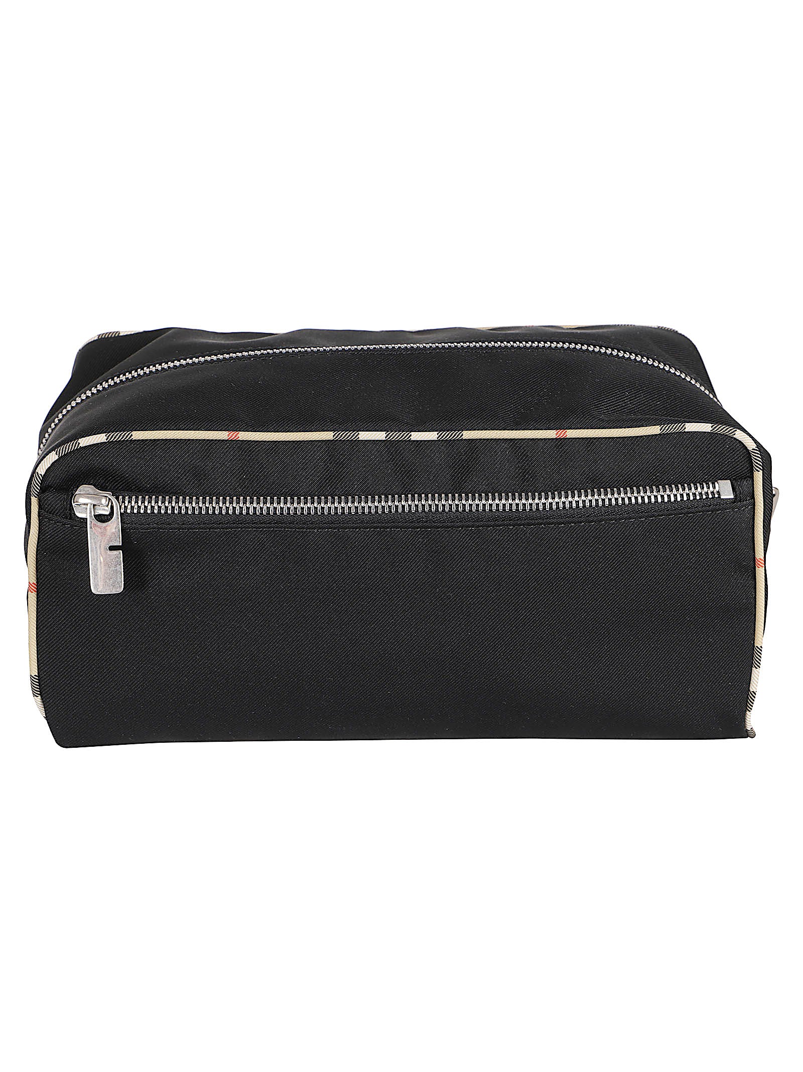 Rectangular Black Polyester Bag with Plaid Trim