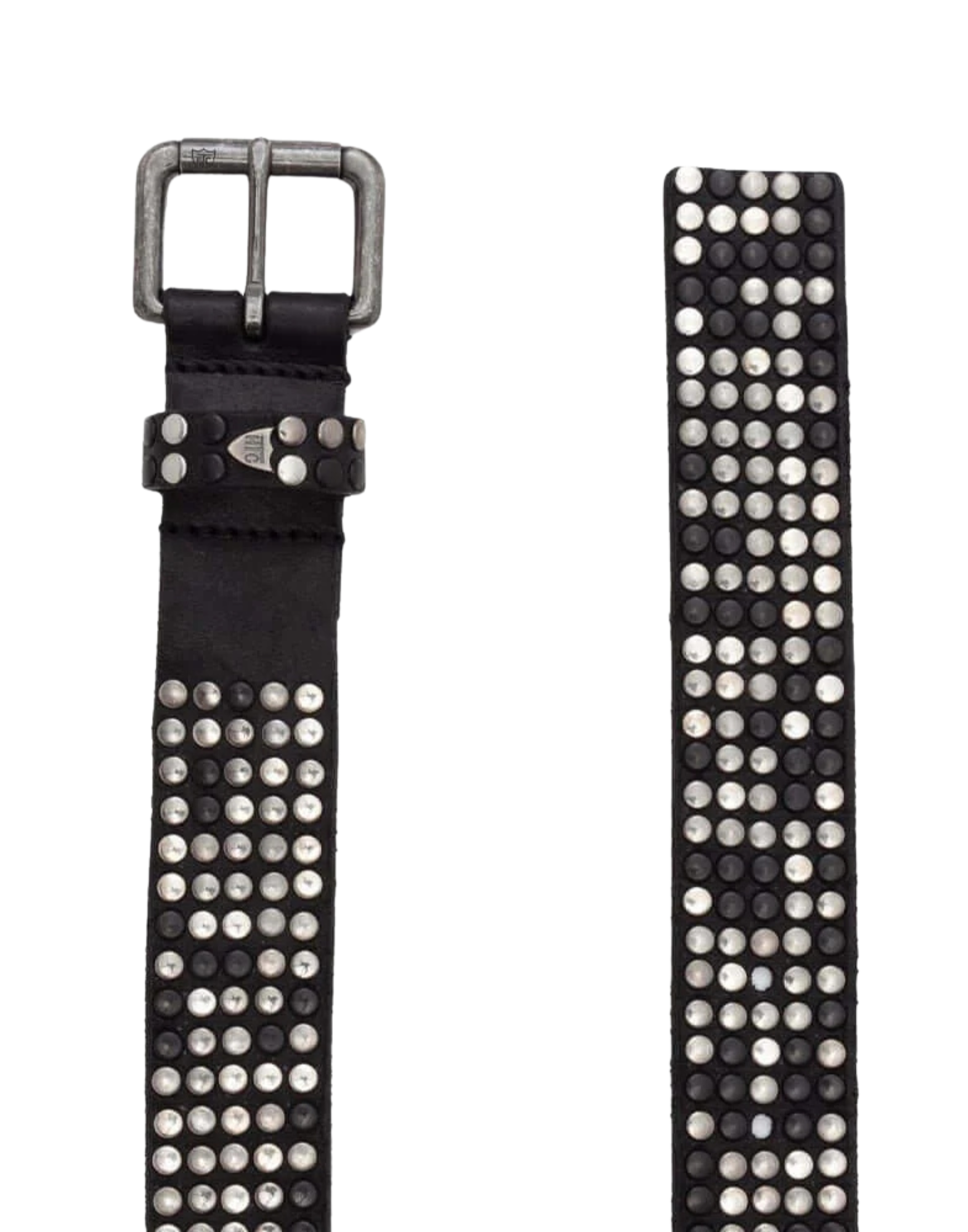 Studs Leather Belt – Black Studded Belt - Dark Buckle