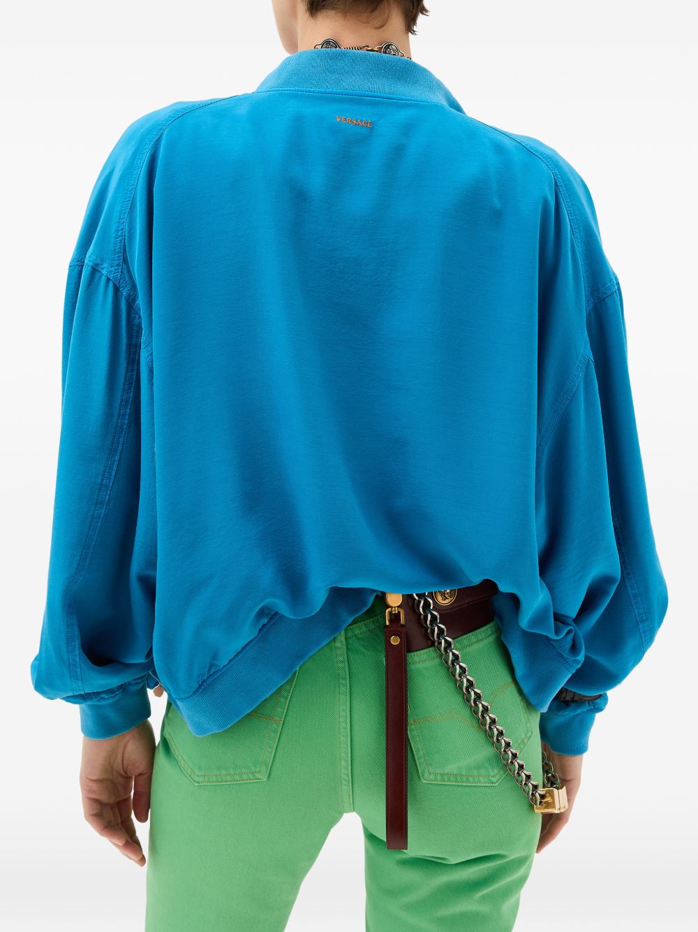 Vibrant Blue Silk And Nylon Bomber Jacket