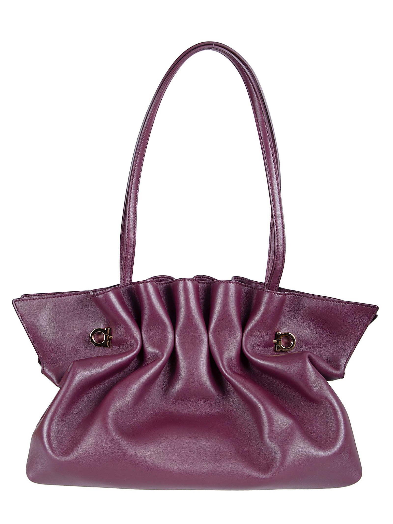 Gathered Lamb Leather Shoulder Bag with Versatile Straps