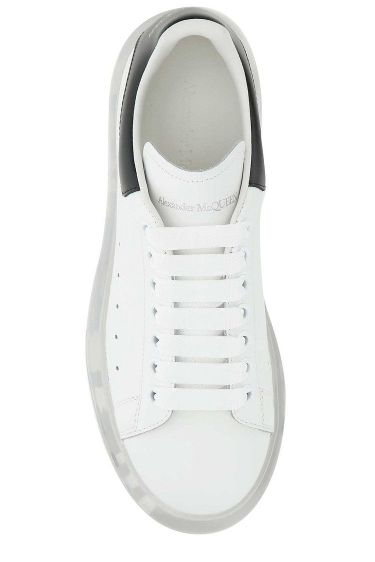 White Leather Sneakers With Transparent Sole