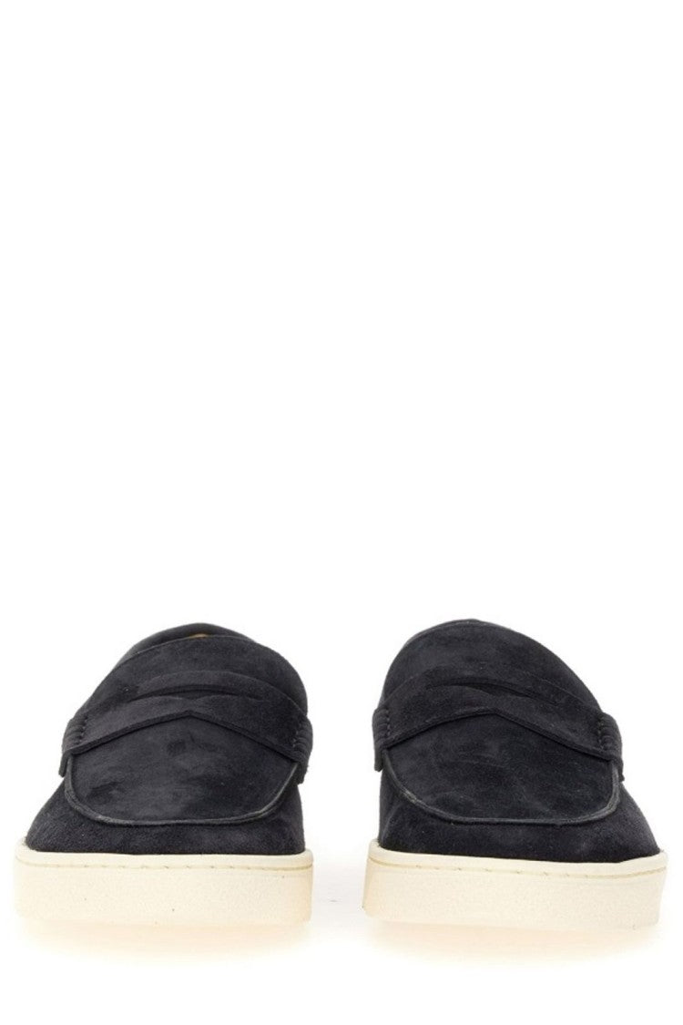 Suede Loafers with Contrasting Rubber Sole