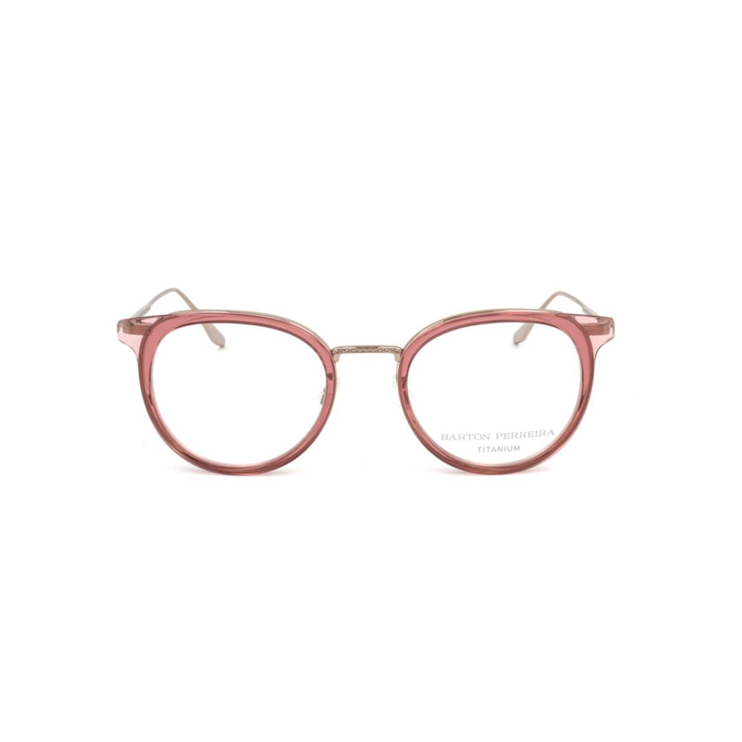 Bp5201 492kq Translucent Pink Rounded Frame Eyeglasses with Slim Metallic Temples