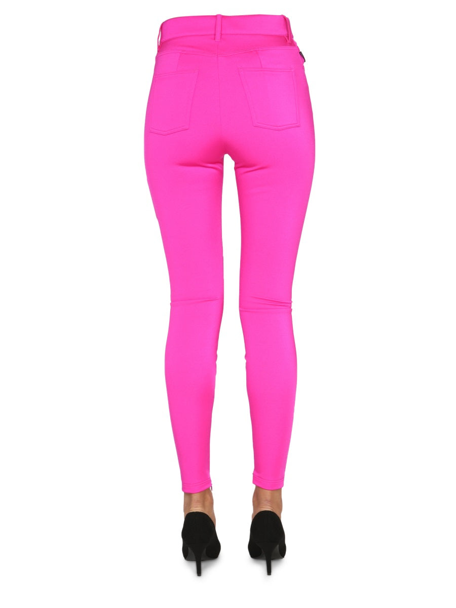 Sculpted Black Nylon Leggings with Belt Loop Detail