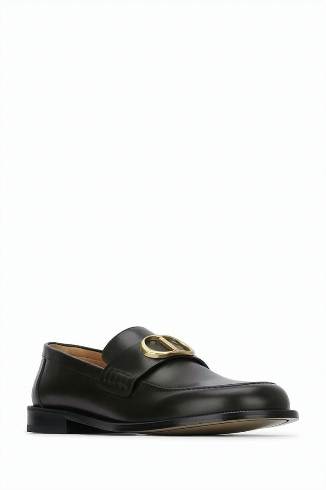 Polished Calf Leather Loafer with Metallic Emblem