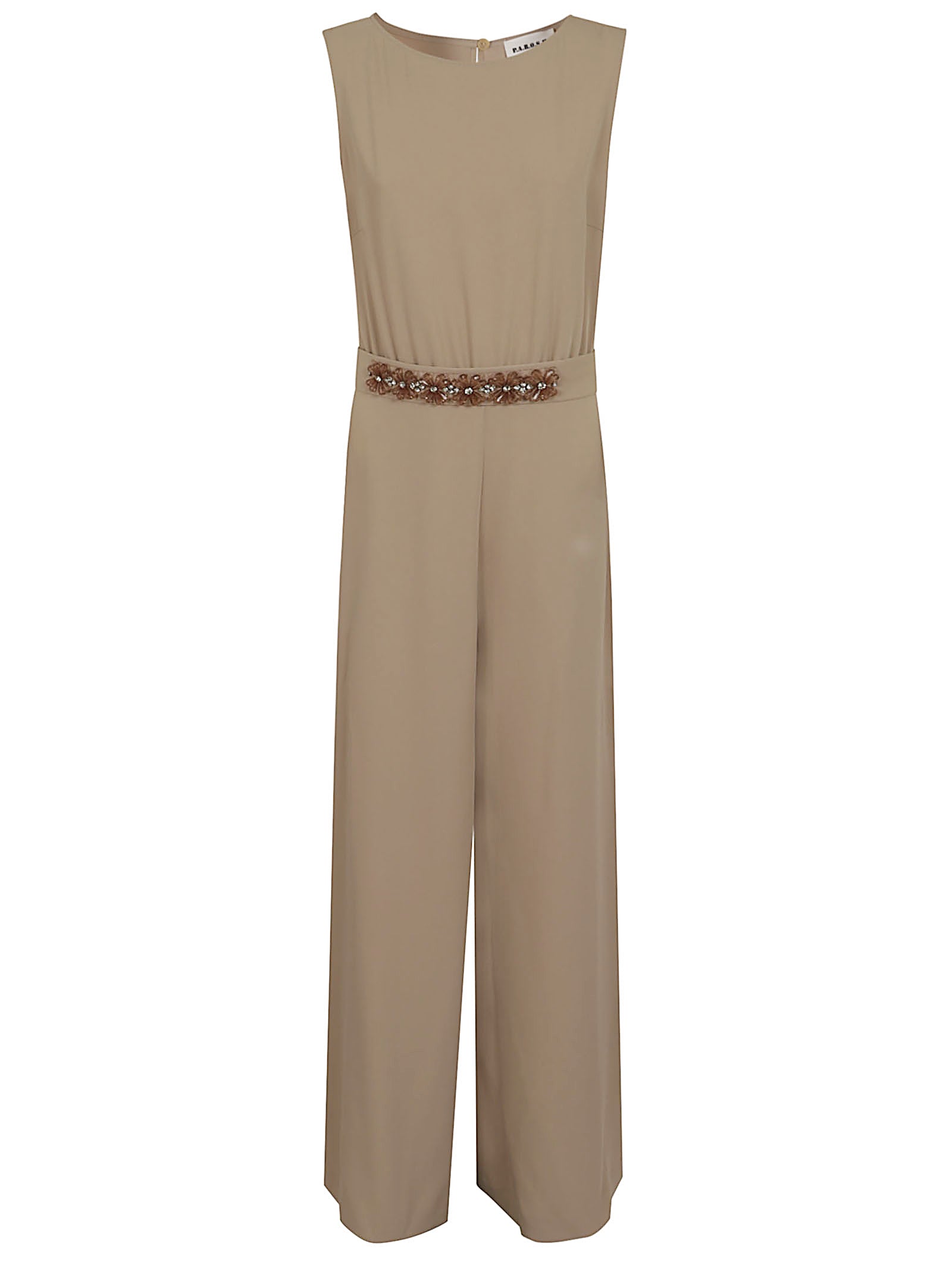 Sleeveless Jumpsuit with Decorative Waistband