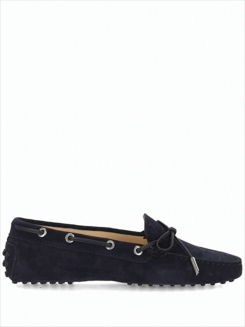 Moccasin-Inspired Suede Loafers with Bow Detail