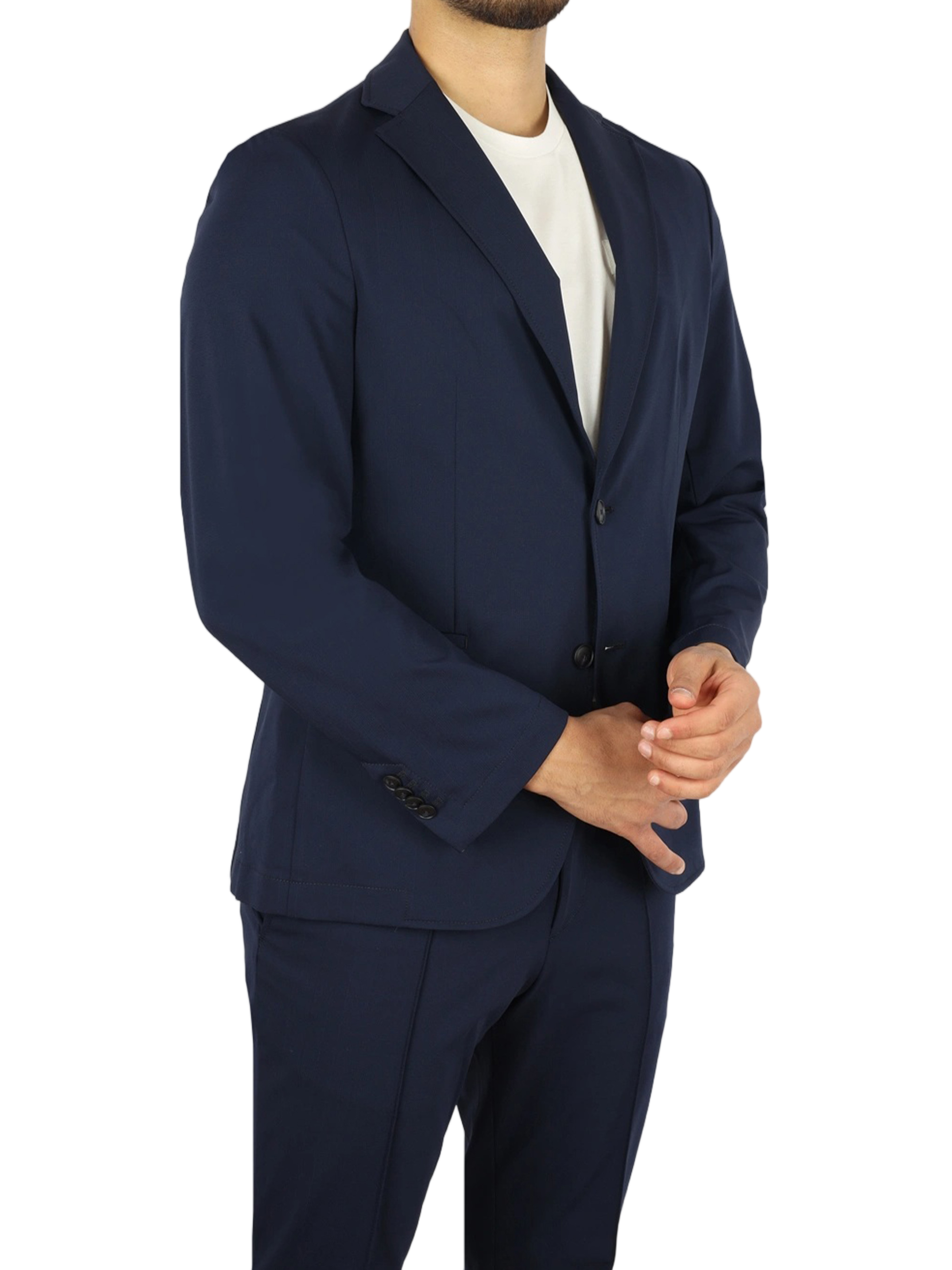 Blue Tailored Slim Two-Piece Polyamide Suit