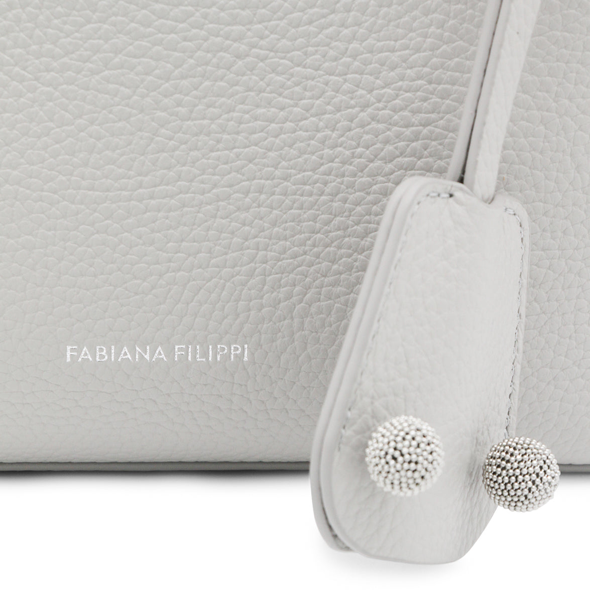 Grey Leather Top Handle Bag