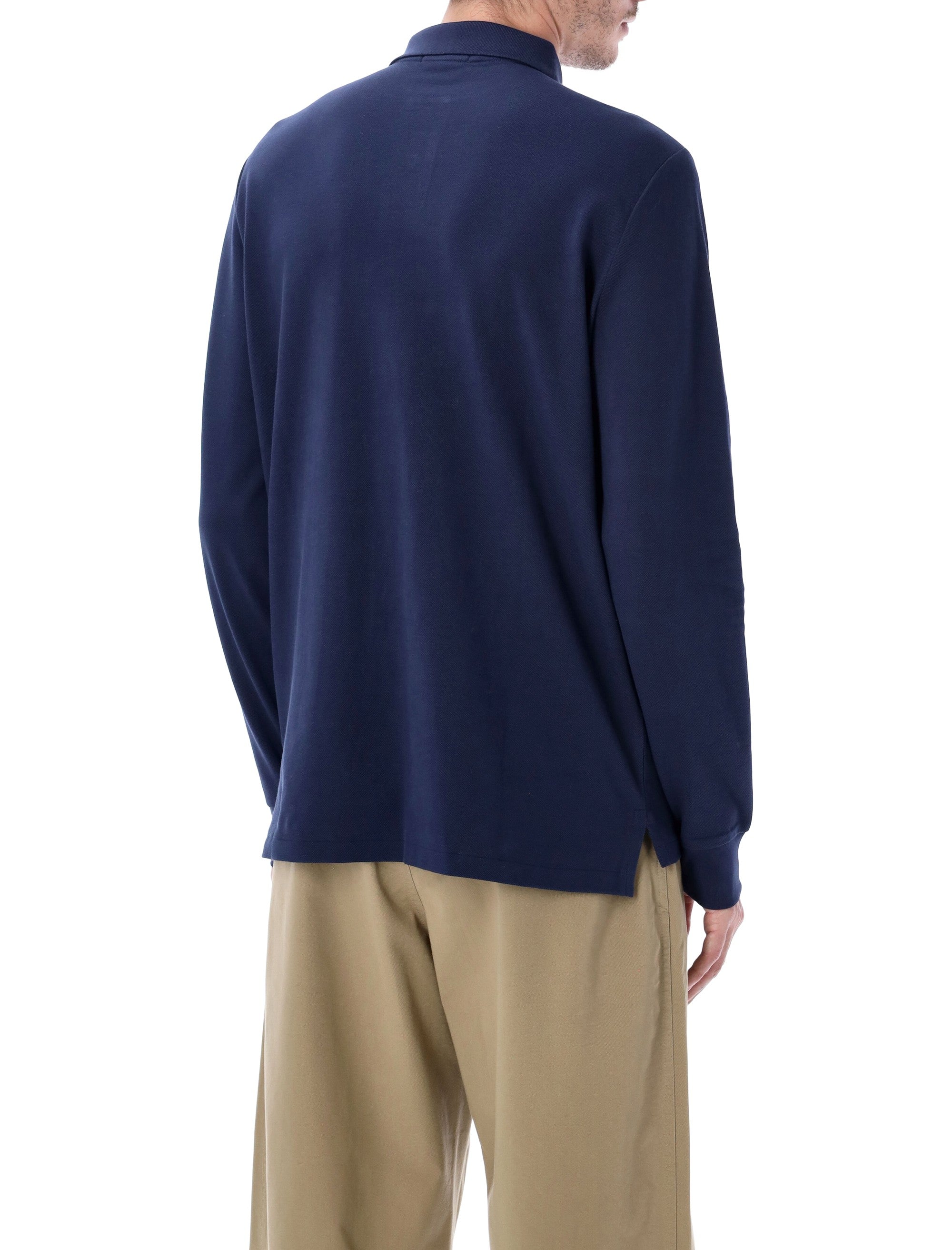 Long-Sleeve Cotton Piqué Polo Shirt Custom Slim-Fit