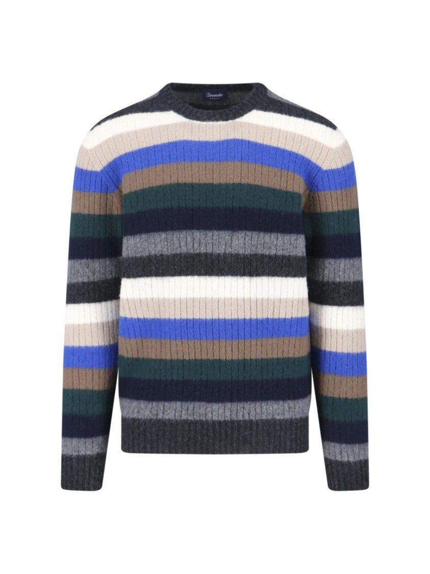 Multicolour Textured Knit Sweater With Ribbed Detailing