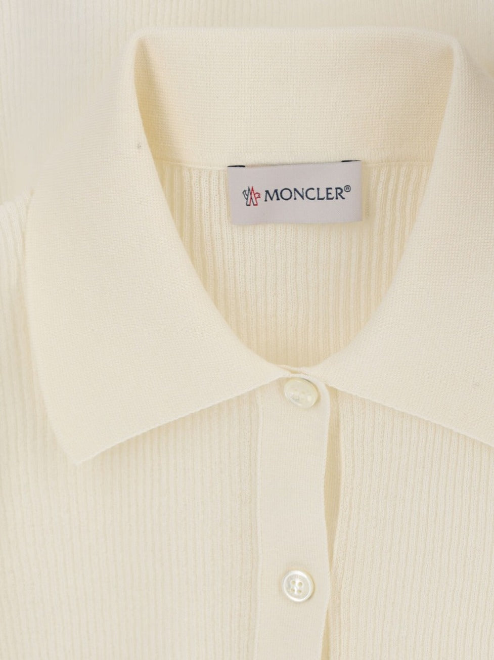 Ribbed Cotton-Blend Moncler Top With Classic Collar