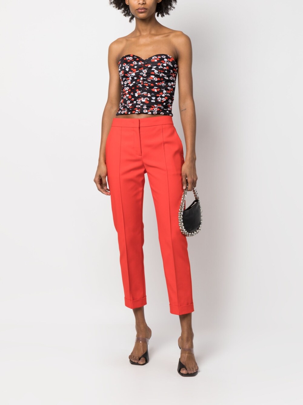 Slim Cut Cropped Trousers With Exposed-Seam Detailing