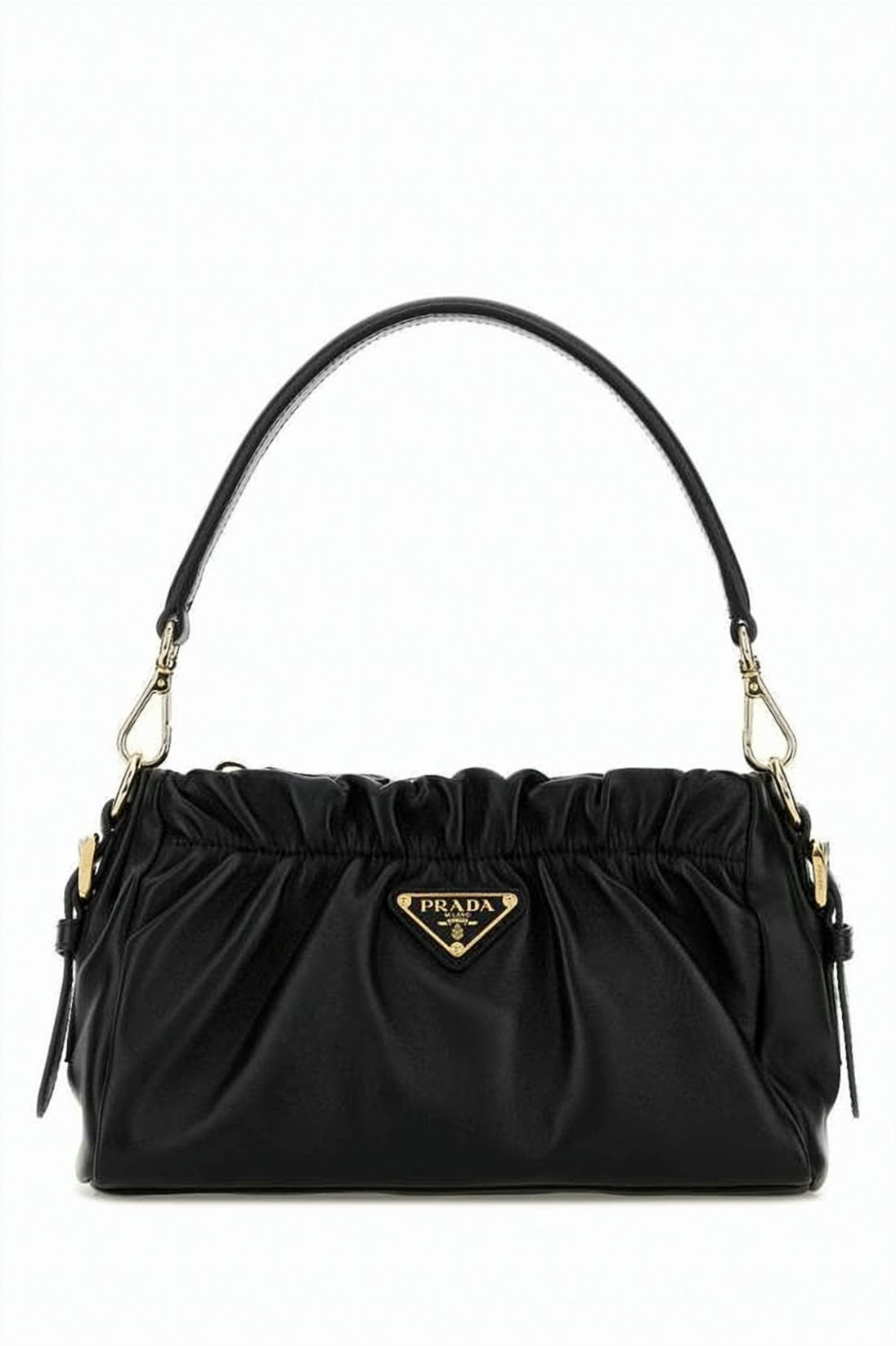 Ruched Napa Leather Shoulder Bag