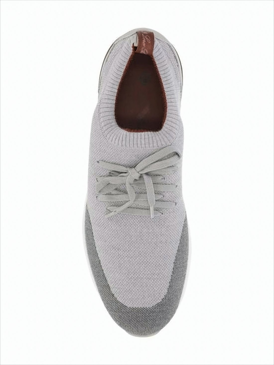 Knitted Low-Profile Sneakers with Leather Detail