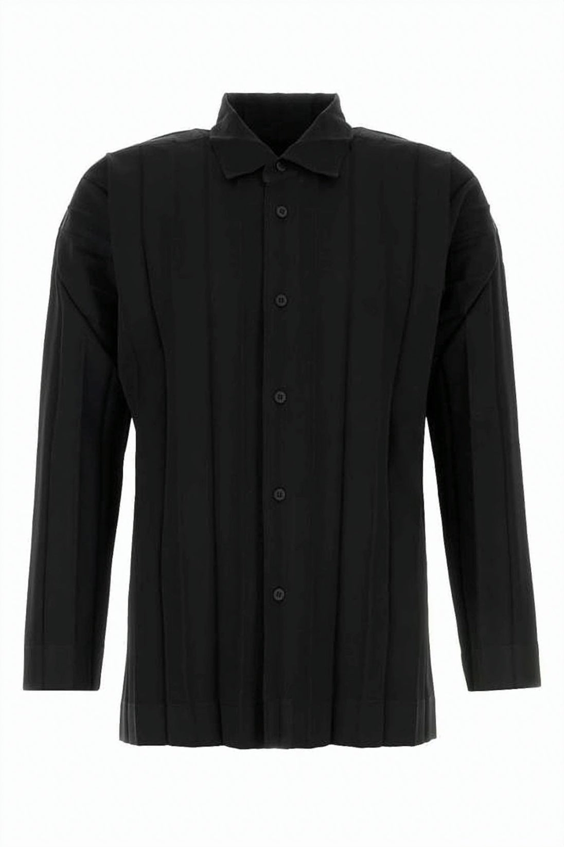 Boxy-Fit Long-Sleeve Shirt with Vertical Pleats
