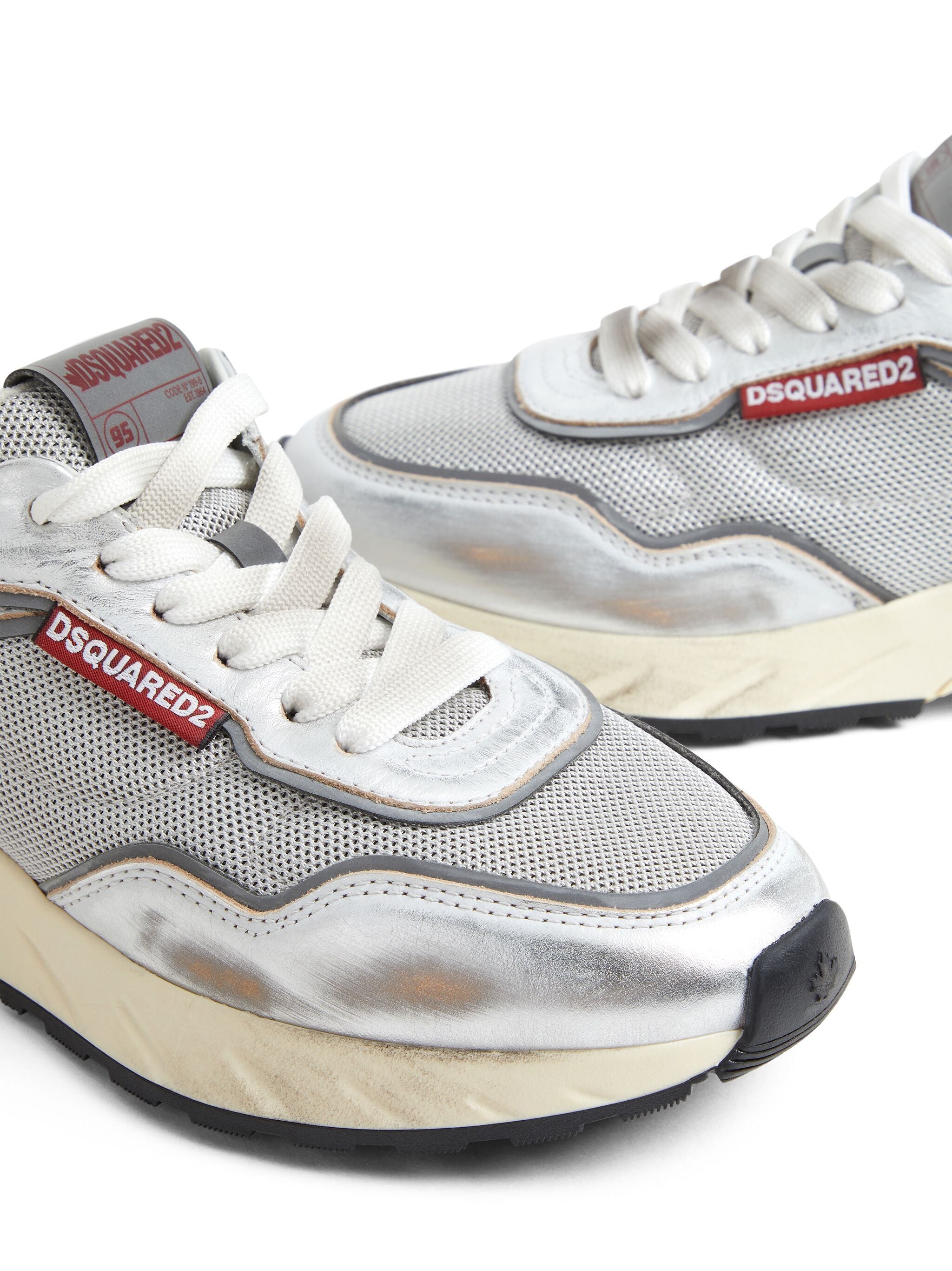 Sprinter Silver Leather Mesh Vintage Sneakers