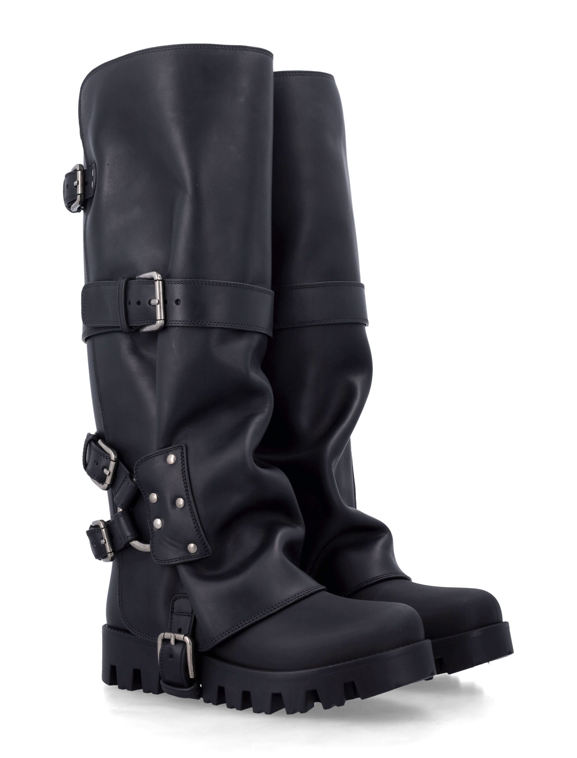Rubber And Leather Tall Boots