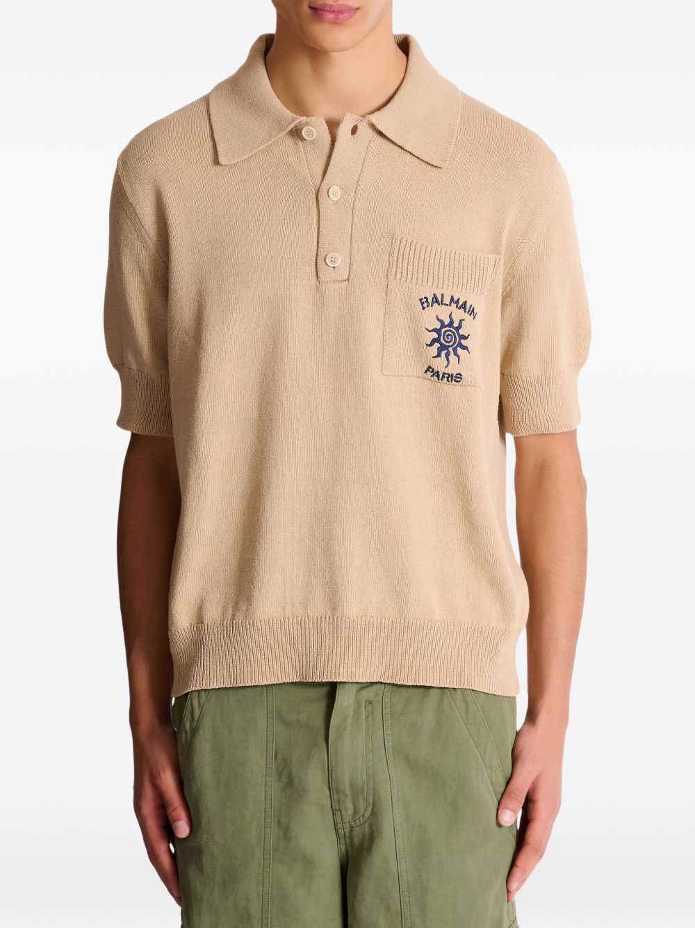 Short Sleeve Polo Shirt With Button Placket