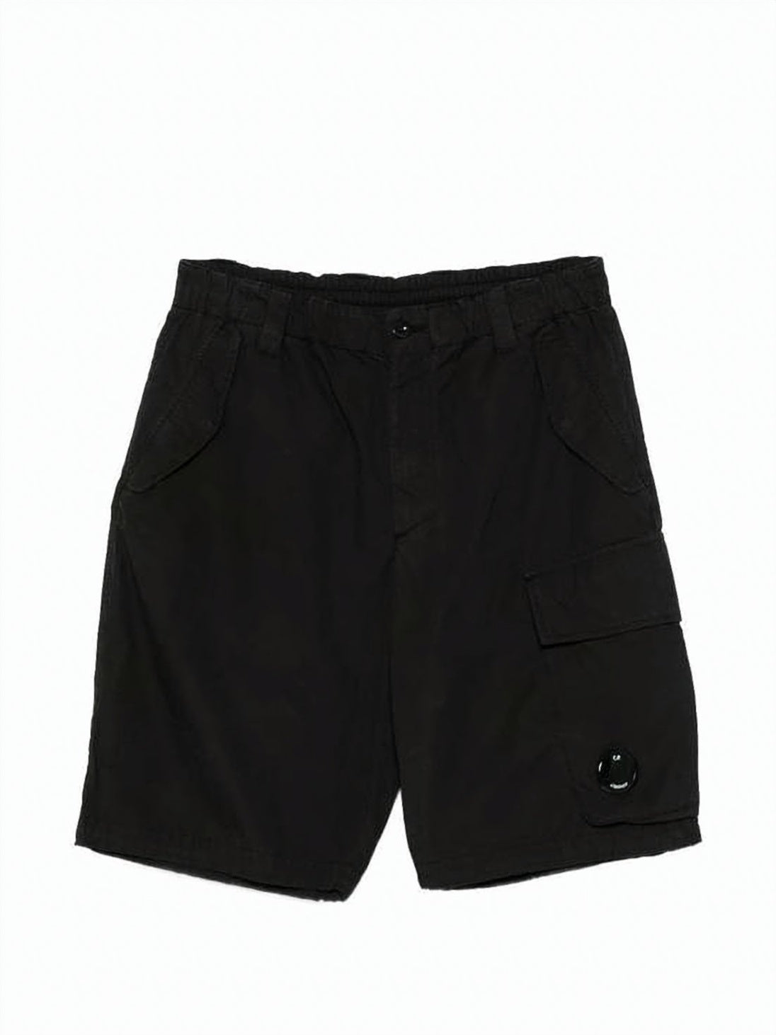 Black Relaxed-Fit Lens Detail Cotton Shorts