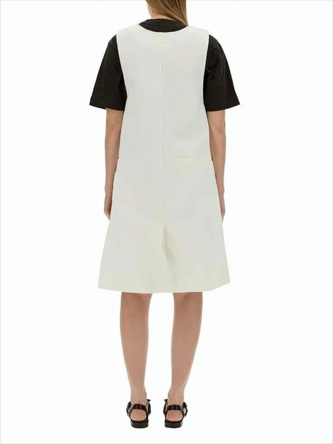 Sleeveless A-Line Midi Dress with Front Pockets