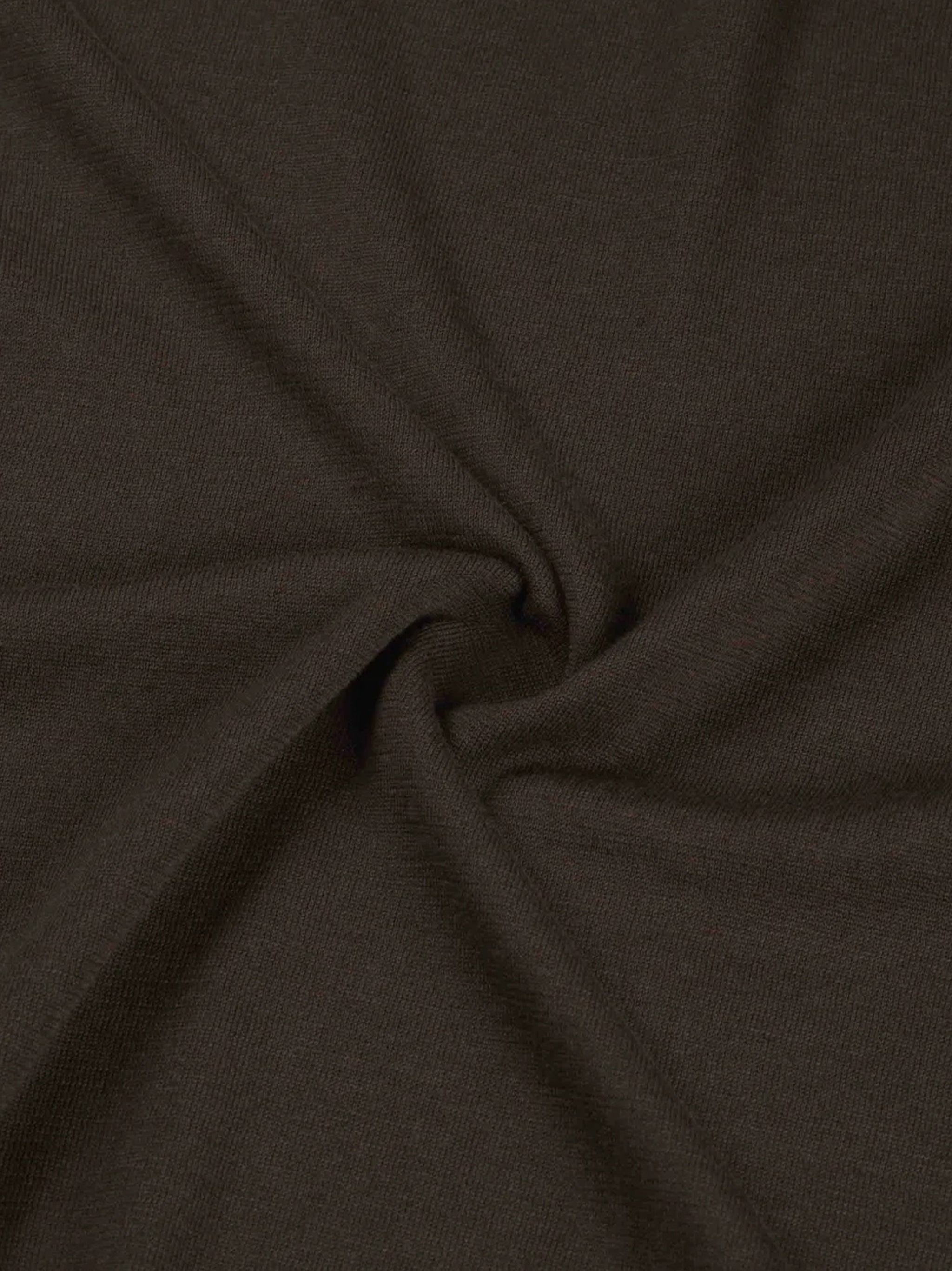 Brown Fine-Knit Crew Neck Wool Pullover