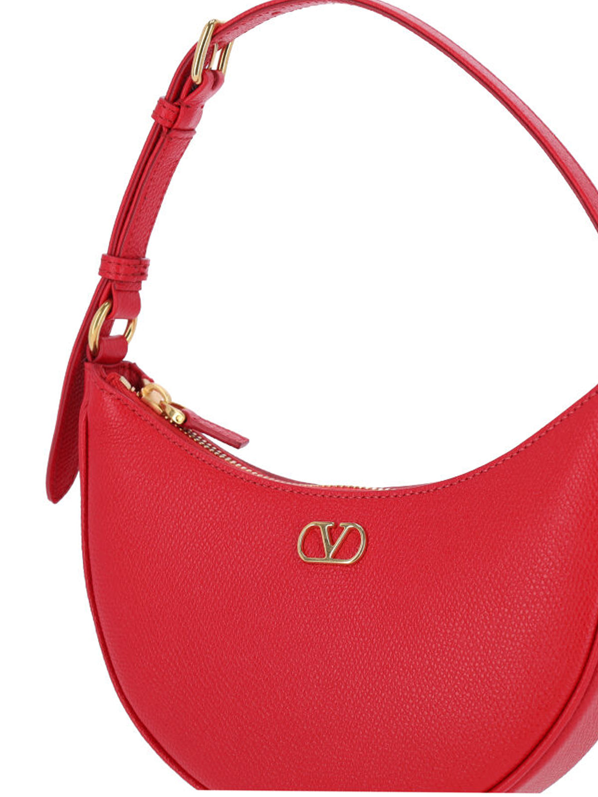 Red Leather"Vlogo Signature" Mini Hobo Bag