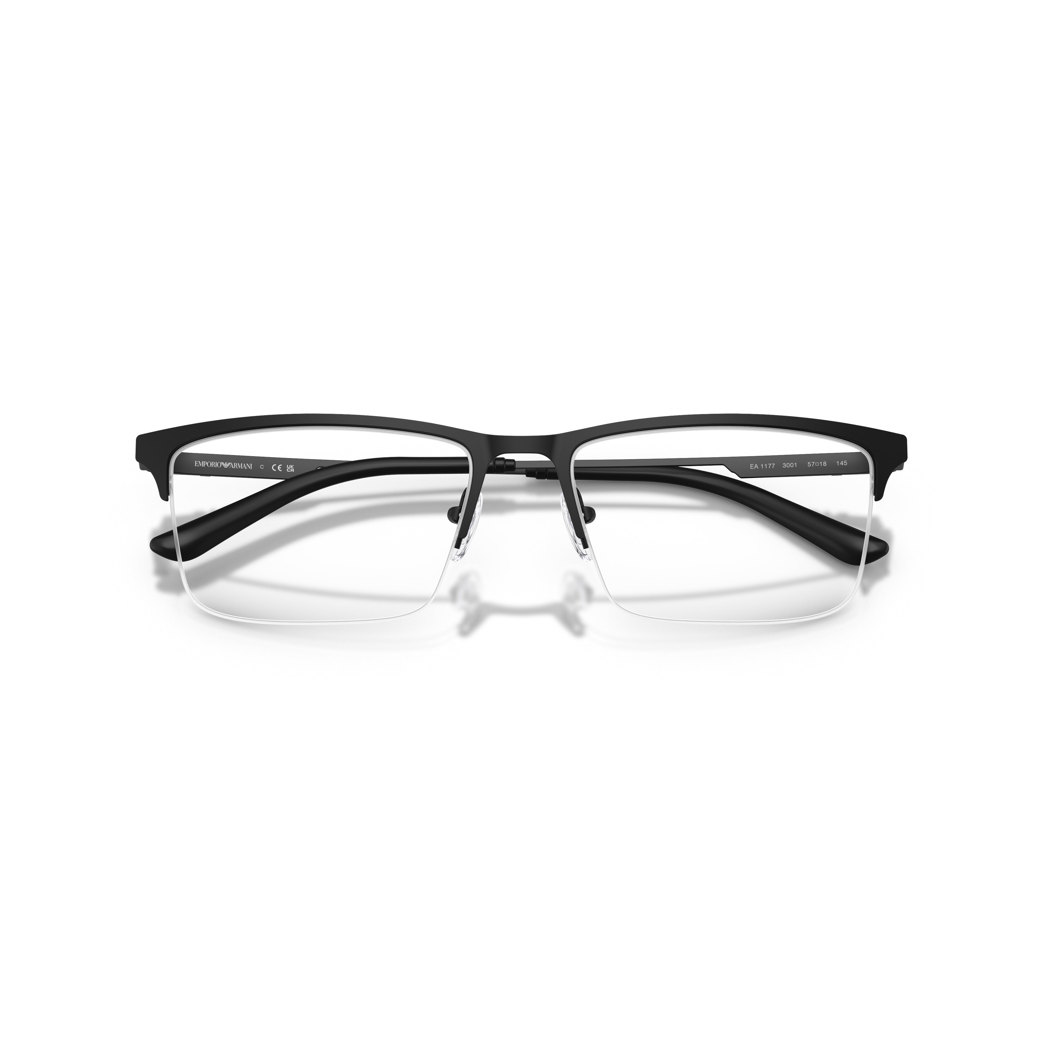 0ea1177 Semi-Rimless Black Metal Frame Eyeglasses