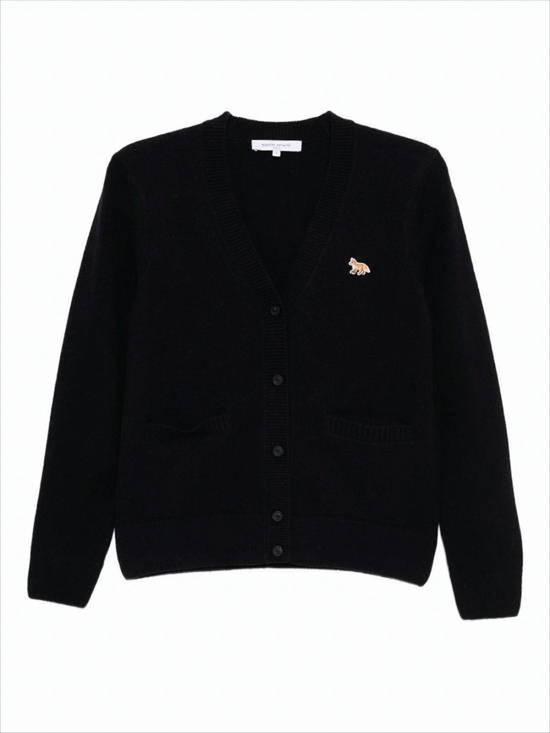 Boxy Black Wool Cardigan