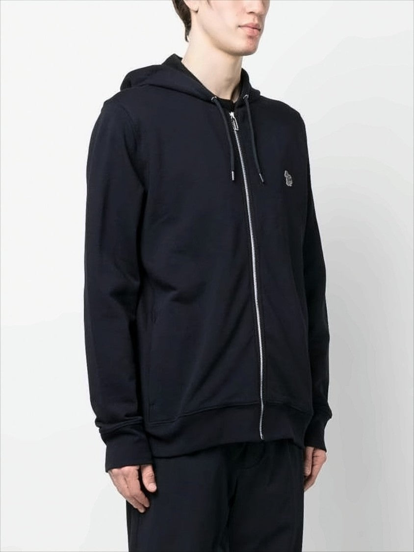 Full Zip Hooded Sweatshirt with Embroidered Detail