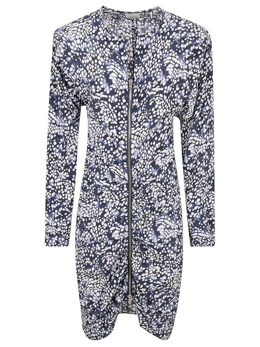 Fitted Floral Print Dress With Long Sleeves