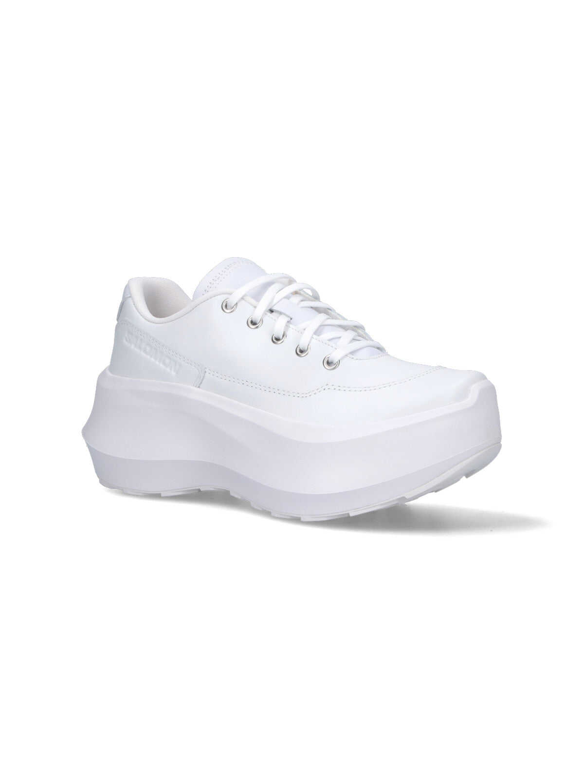 Round Toe White Calf Leather Sneakers