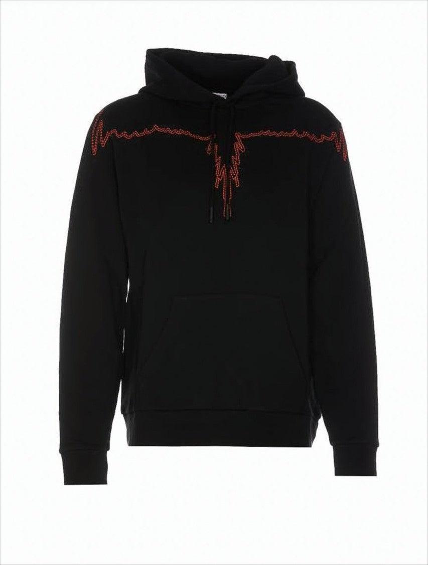 Hooded Sweatshirt with Waveform Embroidery