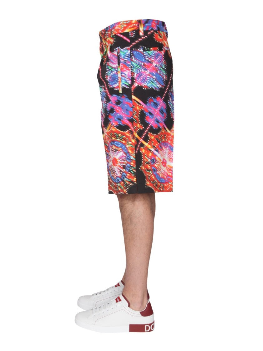 Bermuda Shorts With Vibrant Luminary-Inspired Print