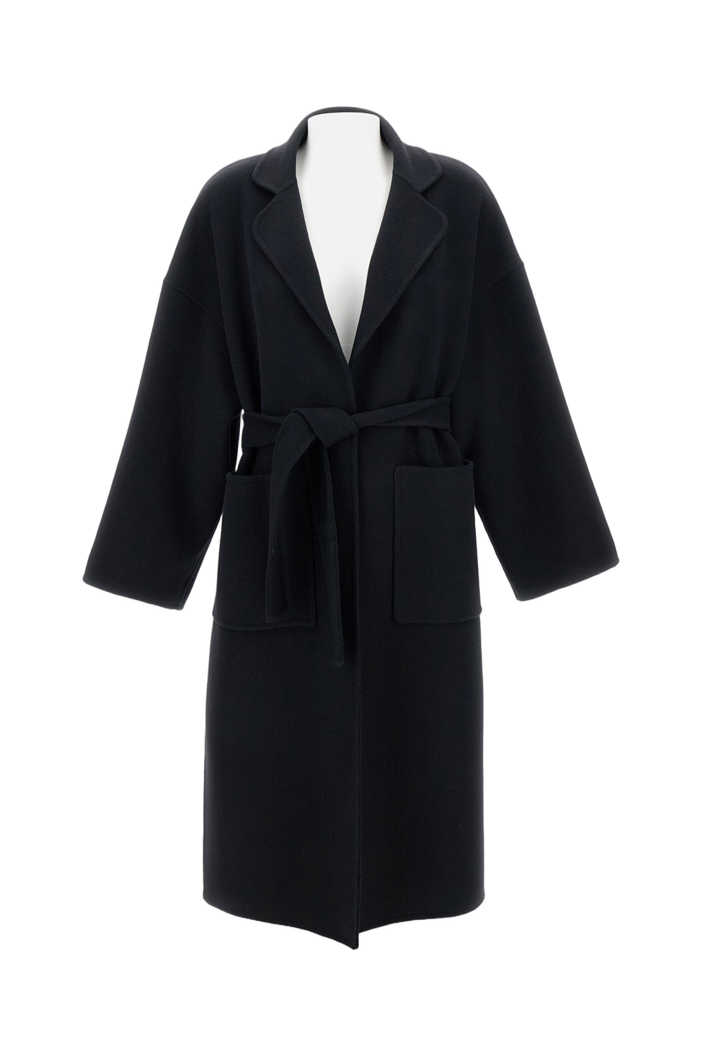 Long Wool Blend Coat with Relaxed Fit