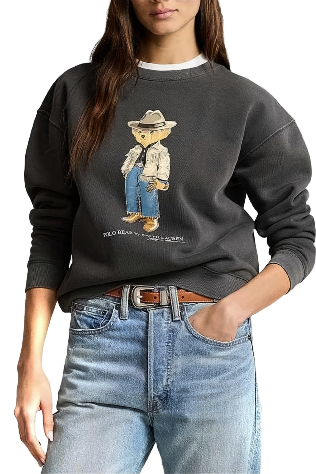 Casual Long-Sleeve Sweatshirt with Graphic Bear Design