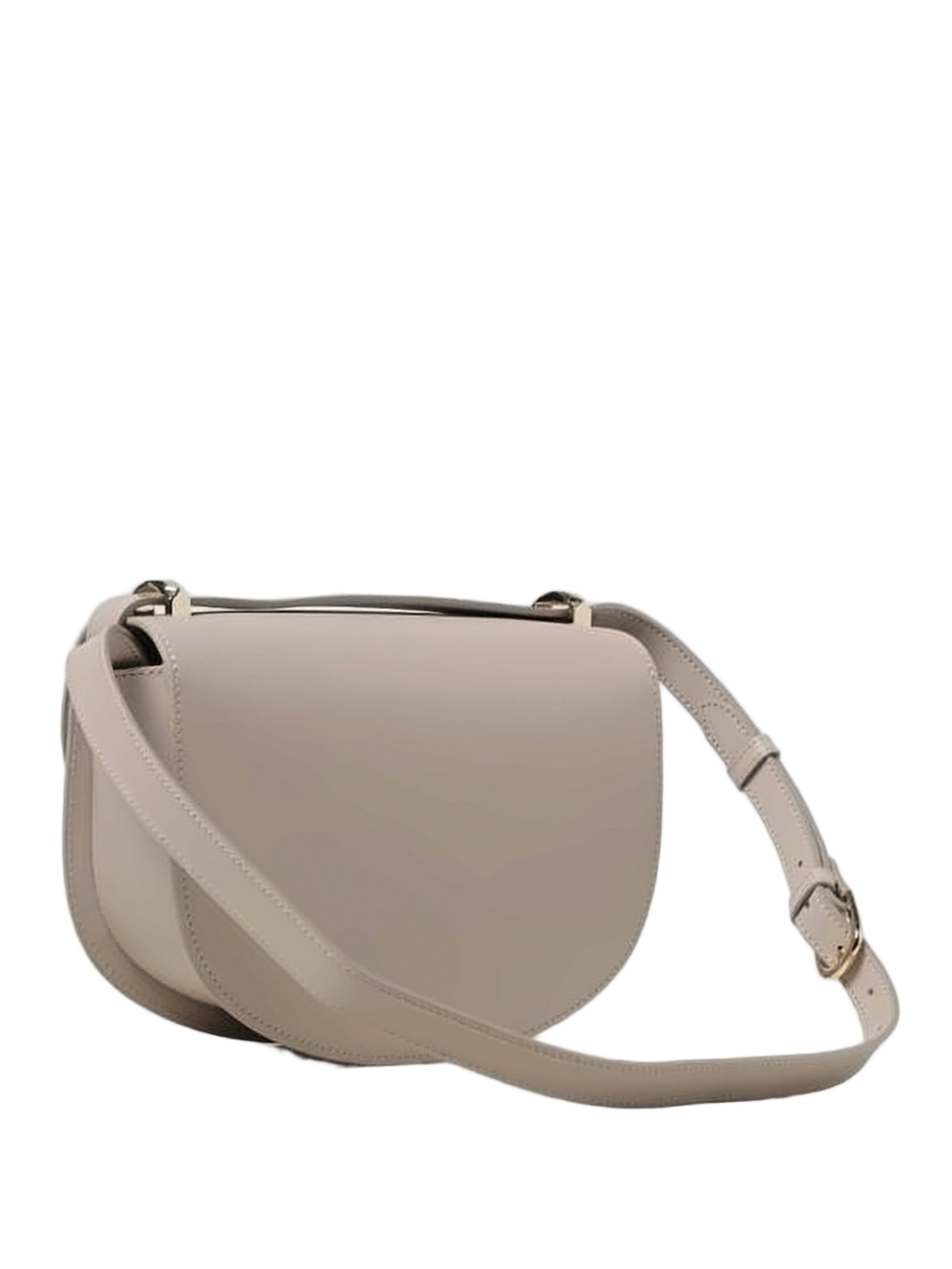 Curved Silhouette Shoulder Bag with Flap Closure