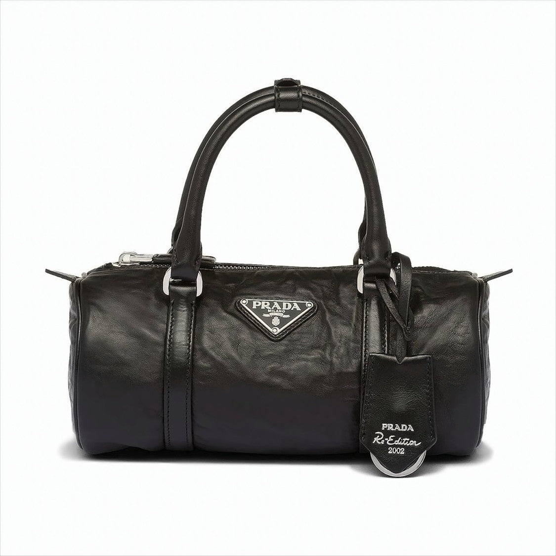 Cylindrical Nappa Leather Tote with Signature Logo