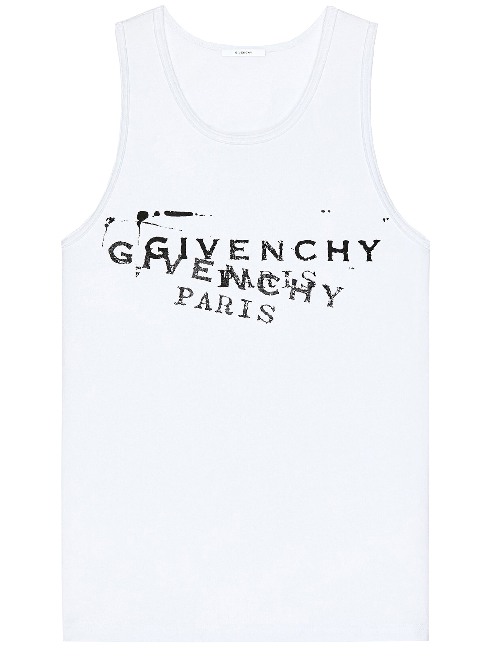 White Slim Fit Distressed Graphic Tank