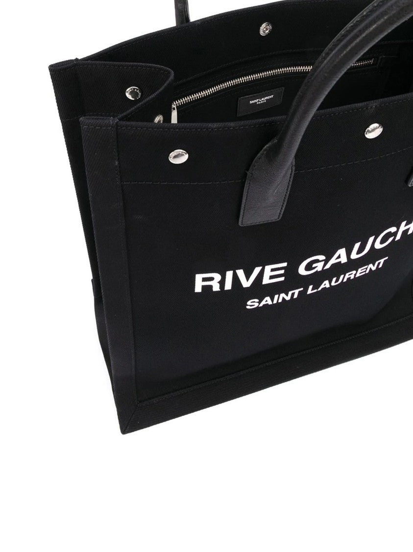 Structured Black Tote Bag with Dual Top Handles
