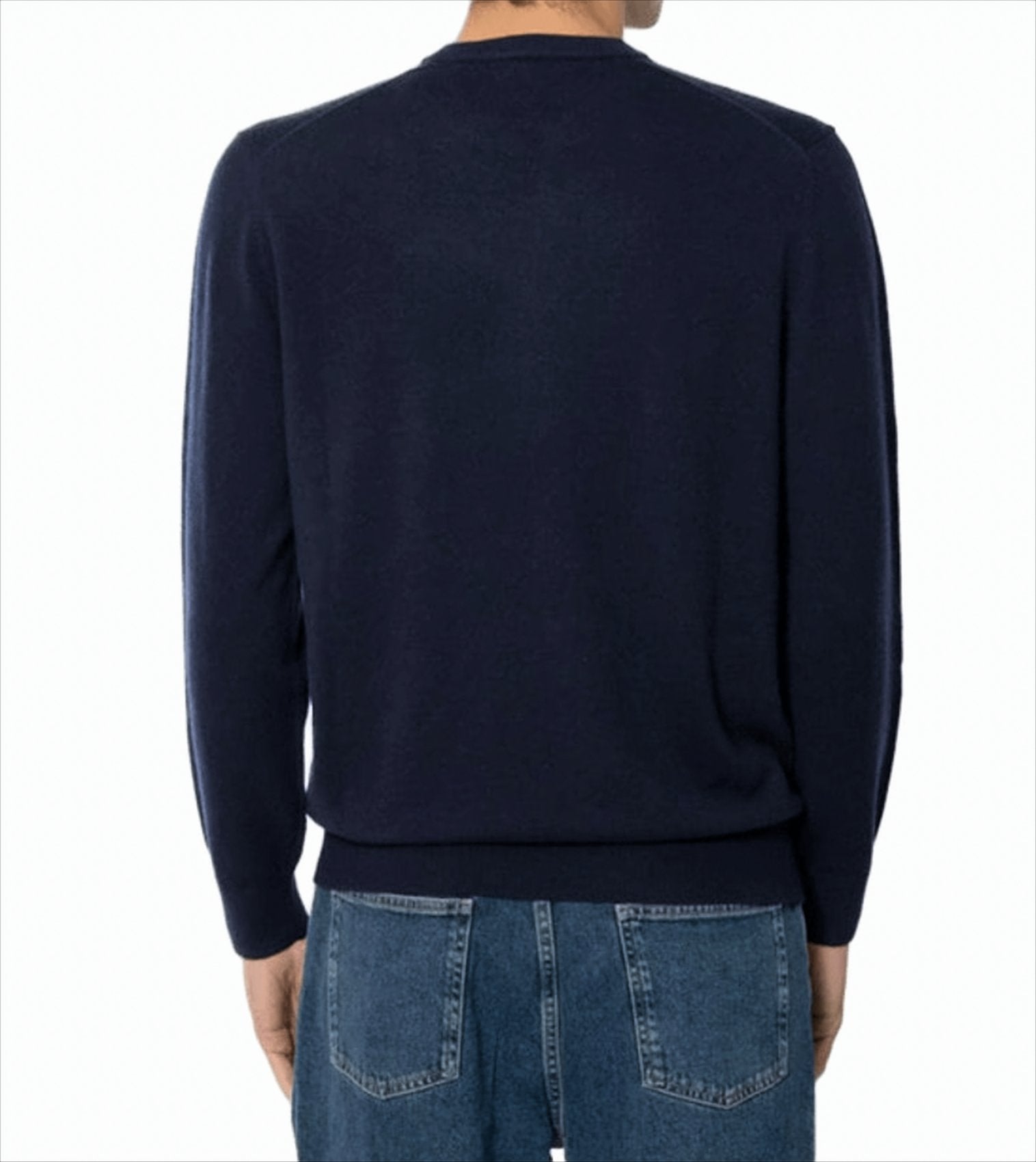 Crew Neck Wool-Cashmere Blend Sweater with Embroidered Design