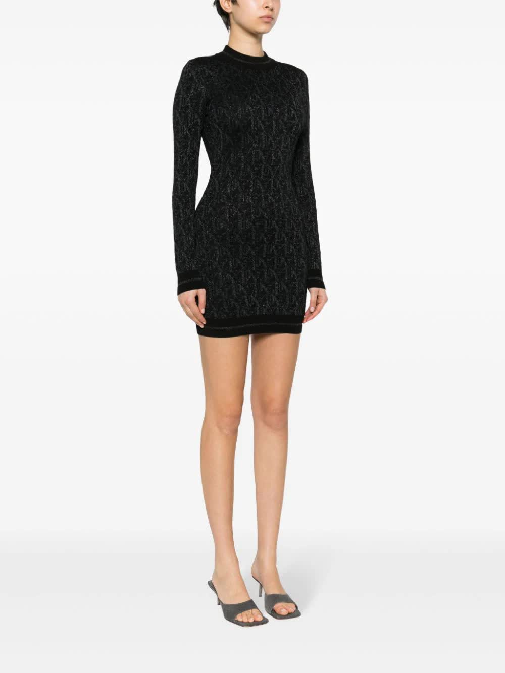 Monogram Jacquard Fitted Viscose Mini Dress