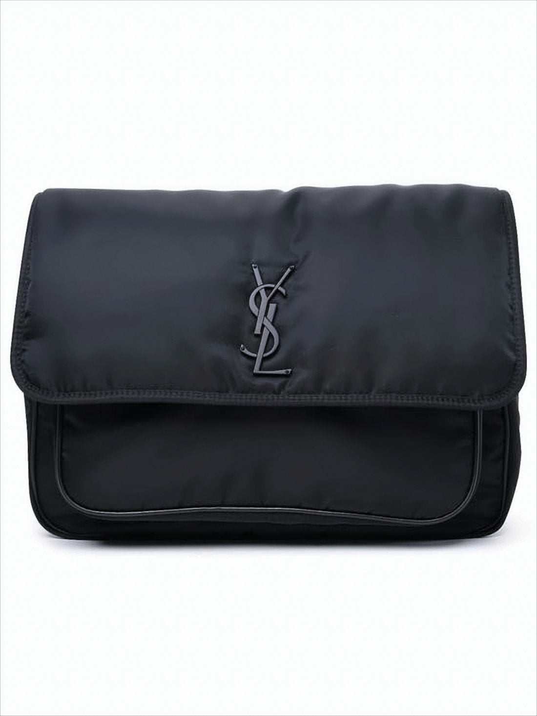 Structured Black Polyamide Crossbody Bag