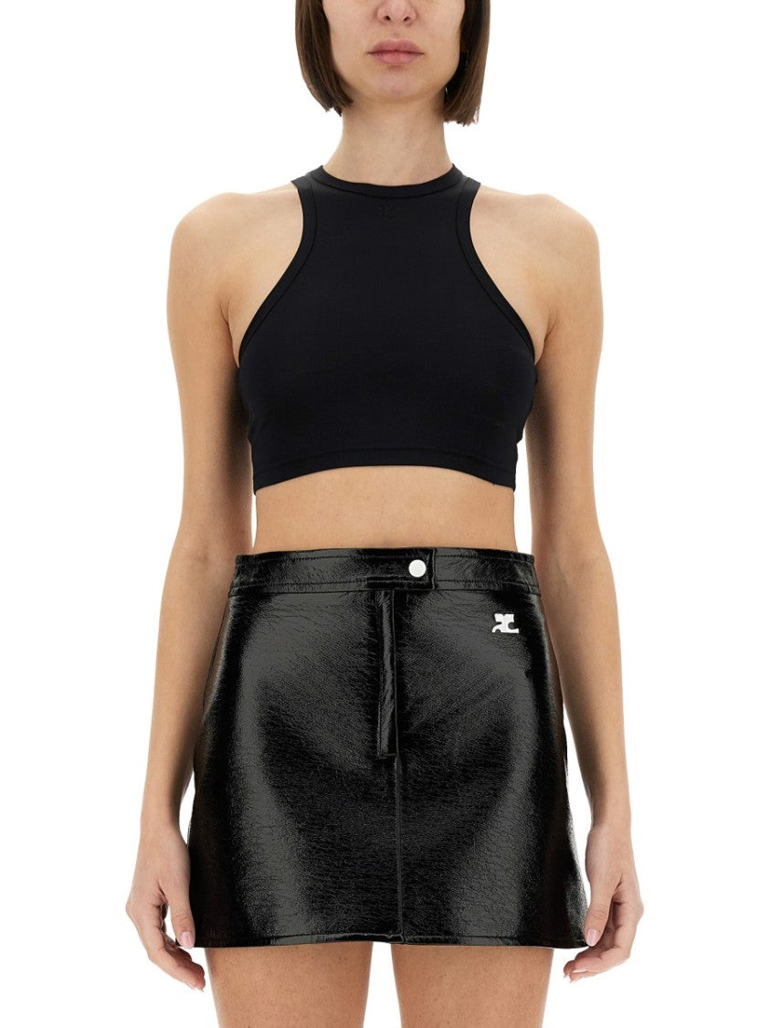 Fitted Crop Top With High Neckline