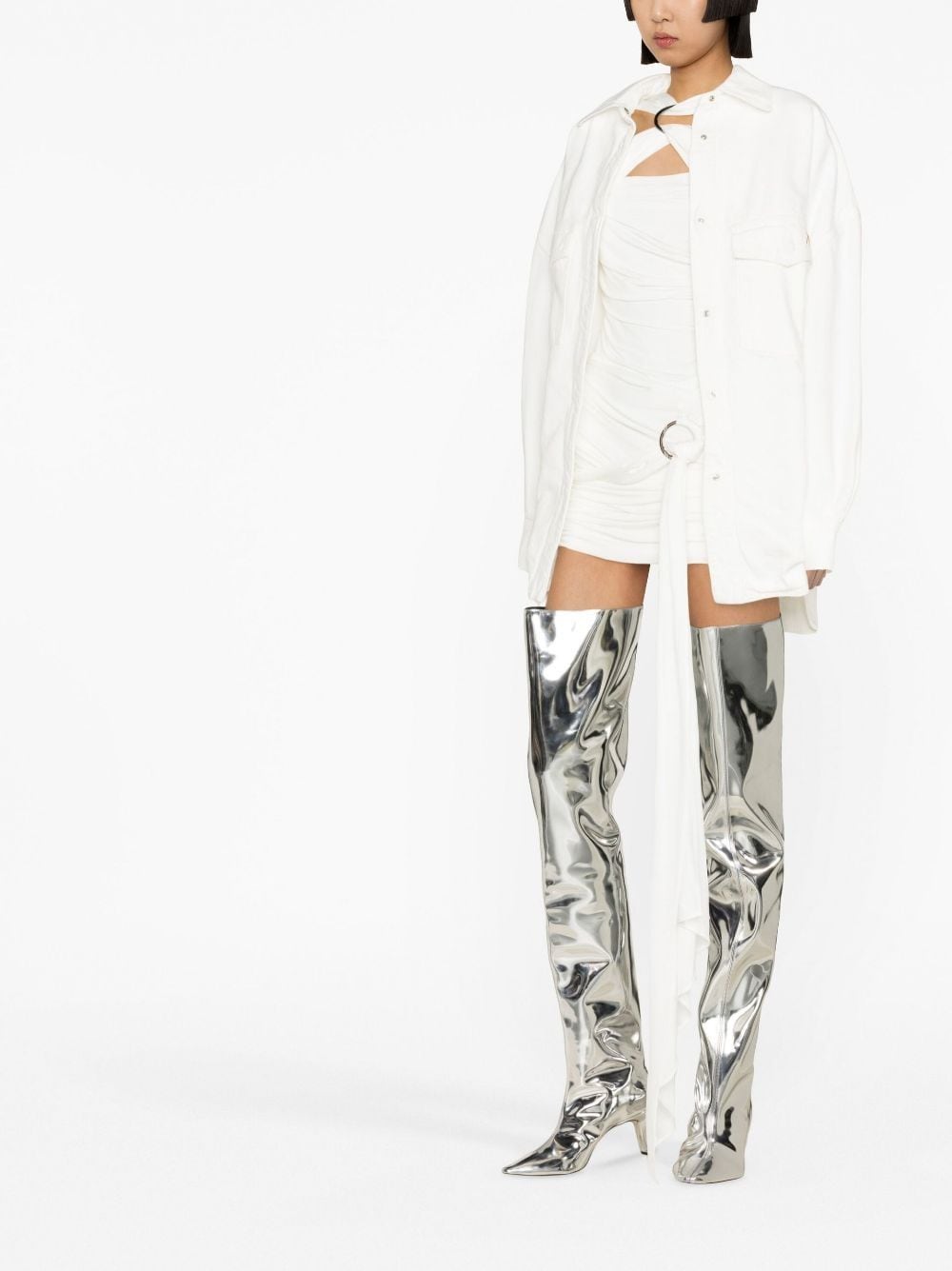 Draped Thigh-Length Skirt