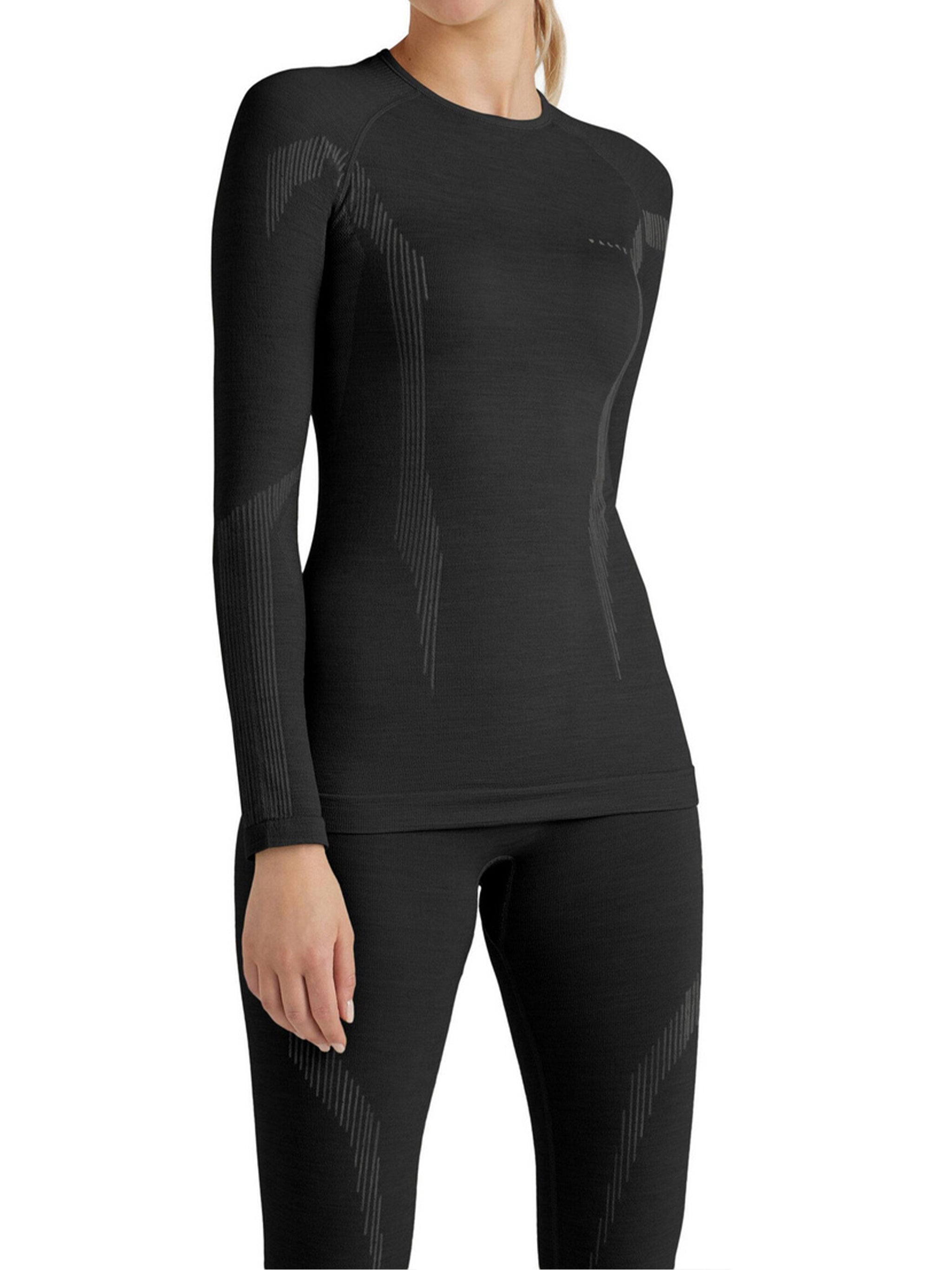 Black Form-Fitting Textured Detail Ski Top