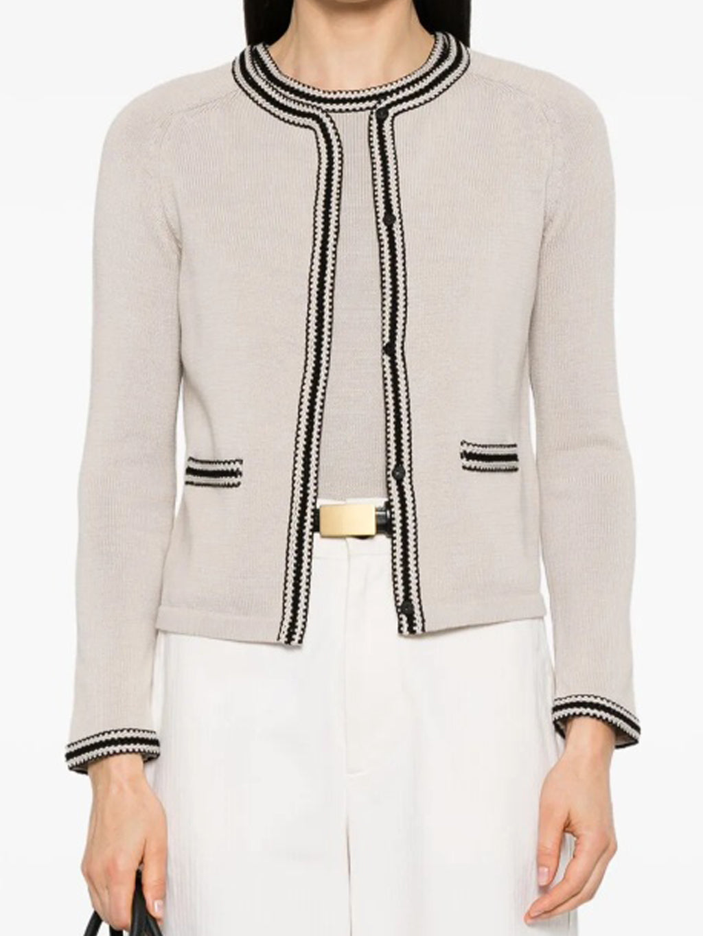 Refined Knit Cardigan with Contrast Trim