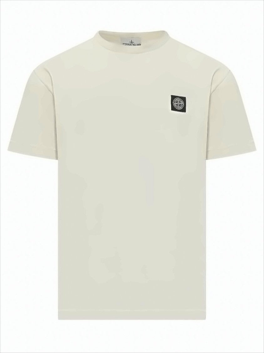 Relaxed Fit Short-Sleeve Crew Neck T-Shirt with Emblem Patch