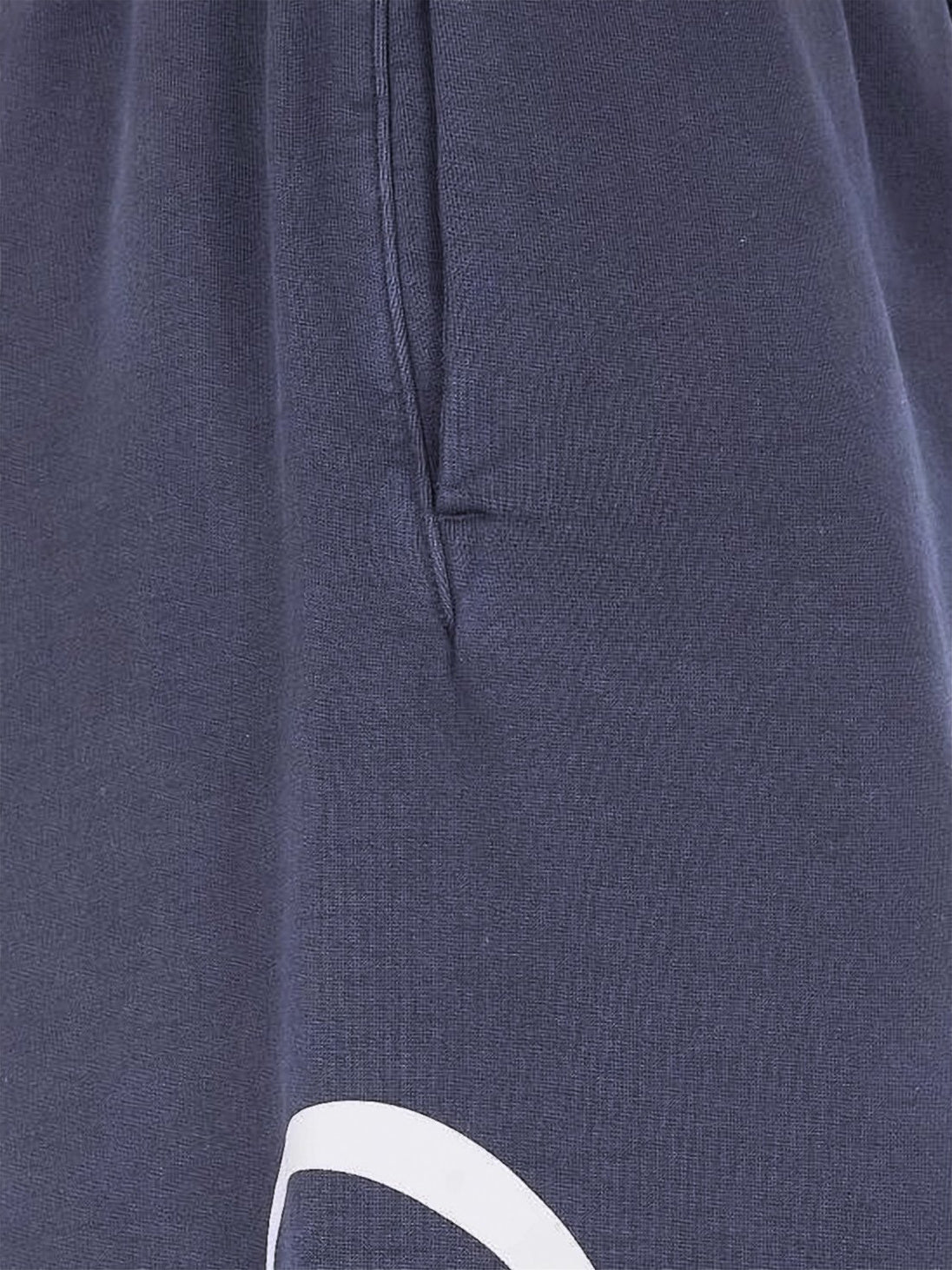 Cropped Blue Cotton Pants with Bold Graphic Print